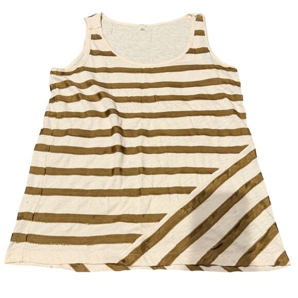 J.Crew Tops - J.Crew Womens Medium Sleeveless Striped Tank Top Beige & Brown Cotton/Silk